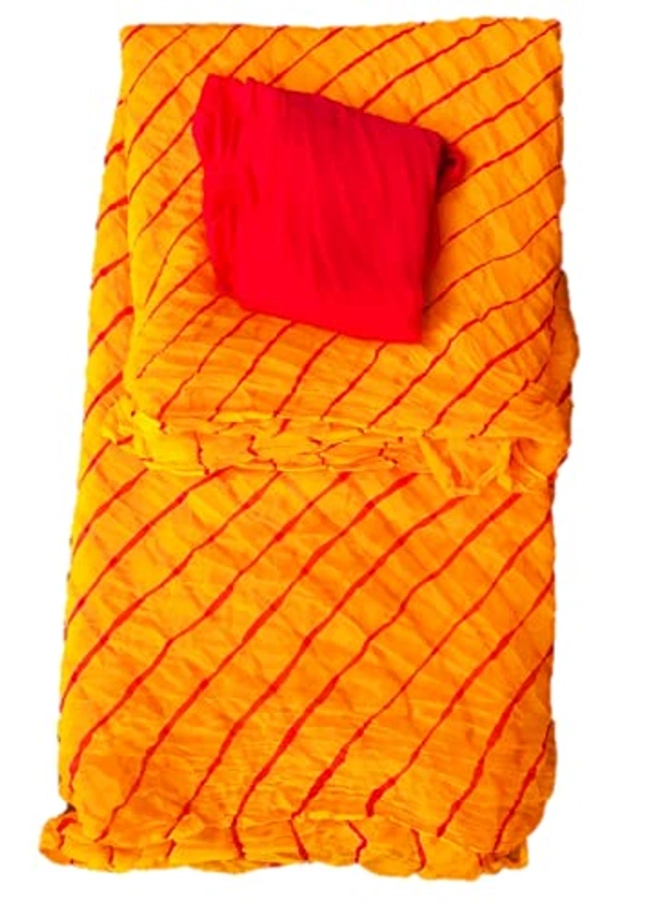 PK HUB® Women's Chiffon multi leheriya Saree With Blouse Piece - Yellow