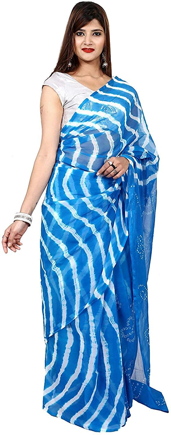 PK HUB® Women's Plain Weave Chiffon Saree With Blouse Piece - Lemon Yellow
