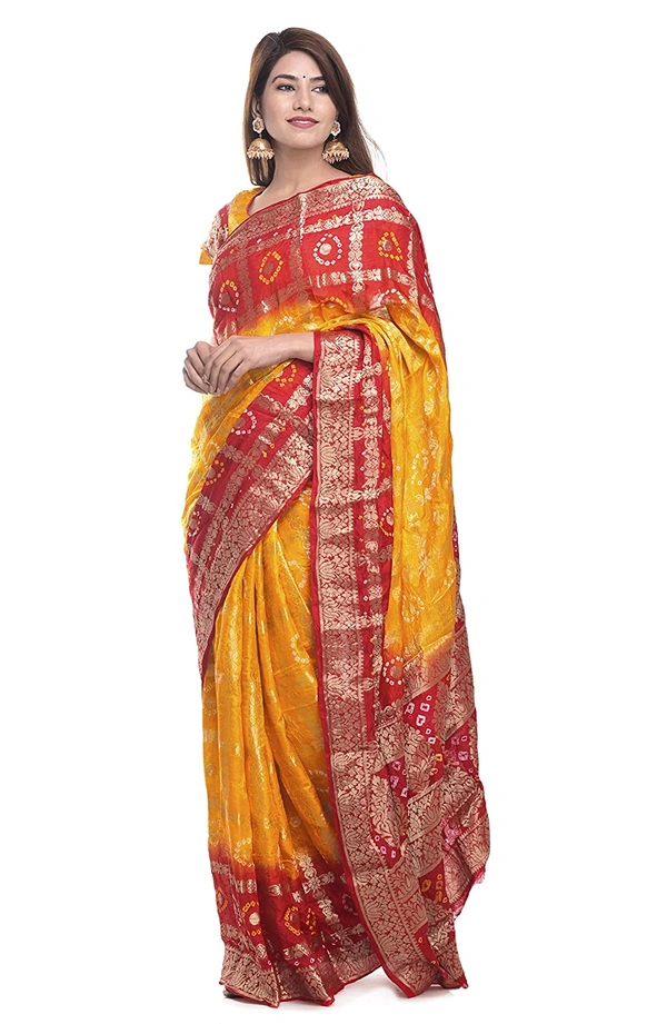PK HUB® Women's silk rajasthani bandhej gharchola saree