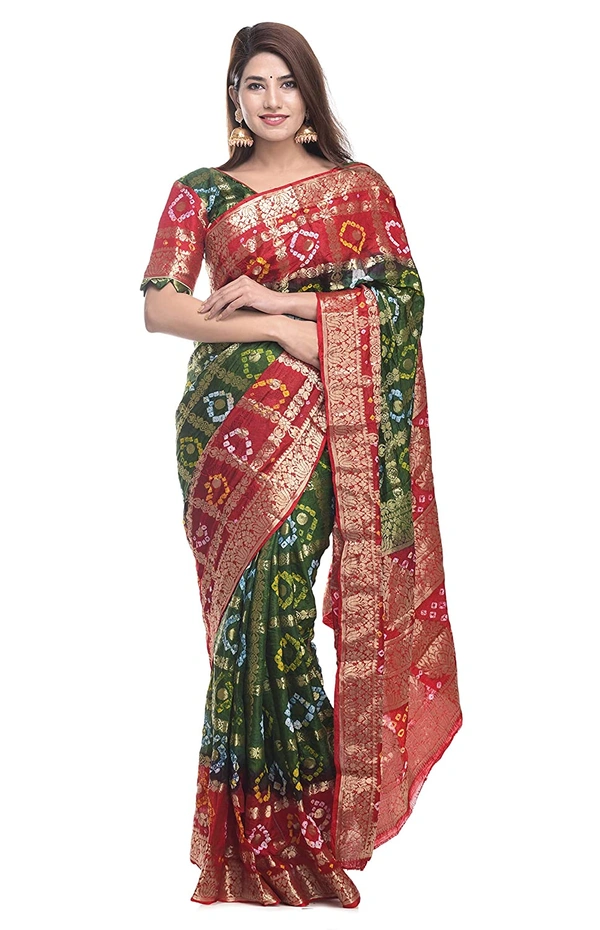 PK HUB® Women's silk rajasthani bandhej gharchola saree