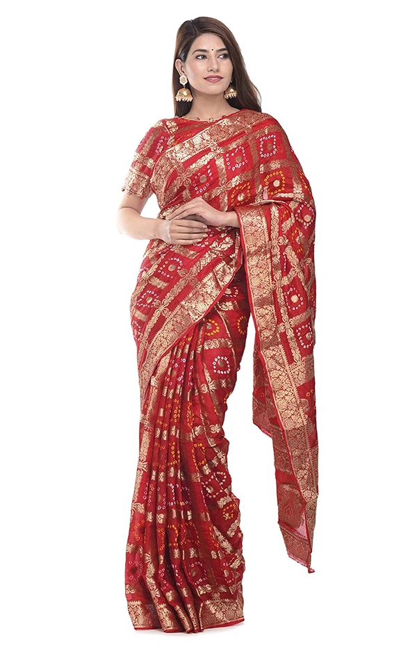 PK HUB® Women's silk rajasthani bandhej gharchola saree