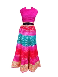 PK HUB® Women's Silk Semi-stitched Lehenga Choli - Free Size, pink red