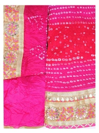 PK HUB® Women's Silk Semi-stitched Lehenga Choli - Free Size, pink red