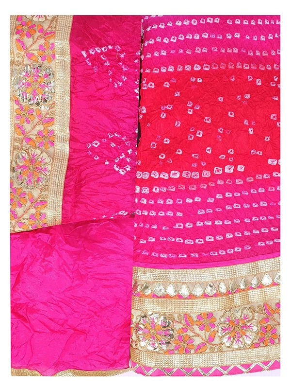 PK HUB® Women's Silk Semi-stitched Lehenga Choli - Free Size, pink red