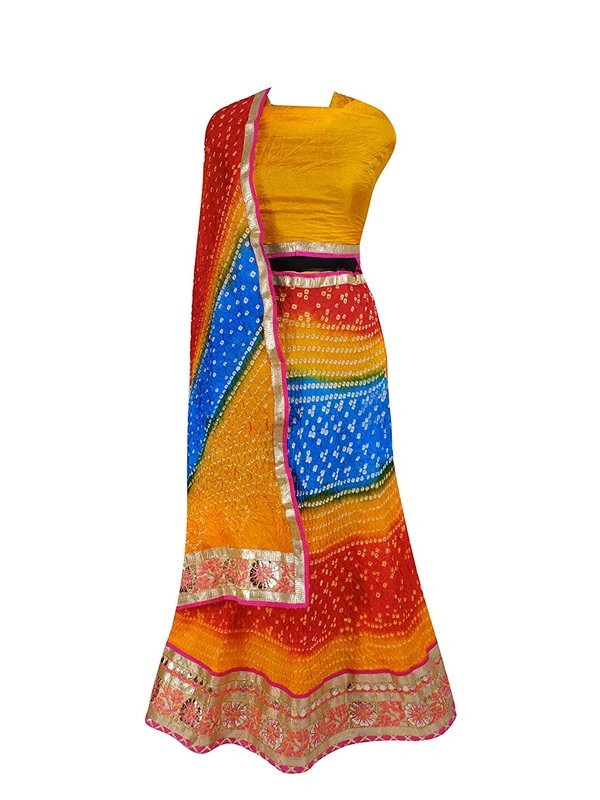 PK HUB® Women's Silk Semi-stitched Lehenga Choli - Free Size, yellow