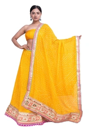 PK HUB® Women's Silk Semi-stitched Lehenga Choli - Free Size, Yellow