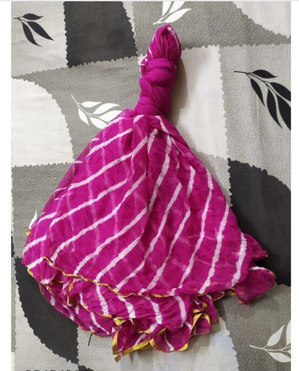 PK HUB®Women's Chiffon Leheriya Saree With Same Color Blouse Piece - Pink