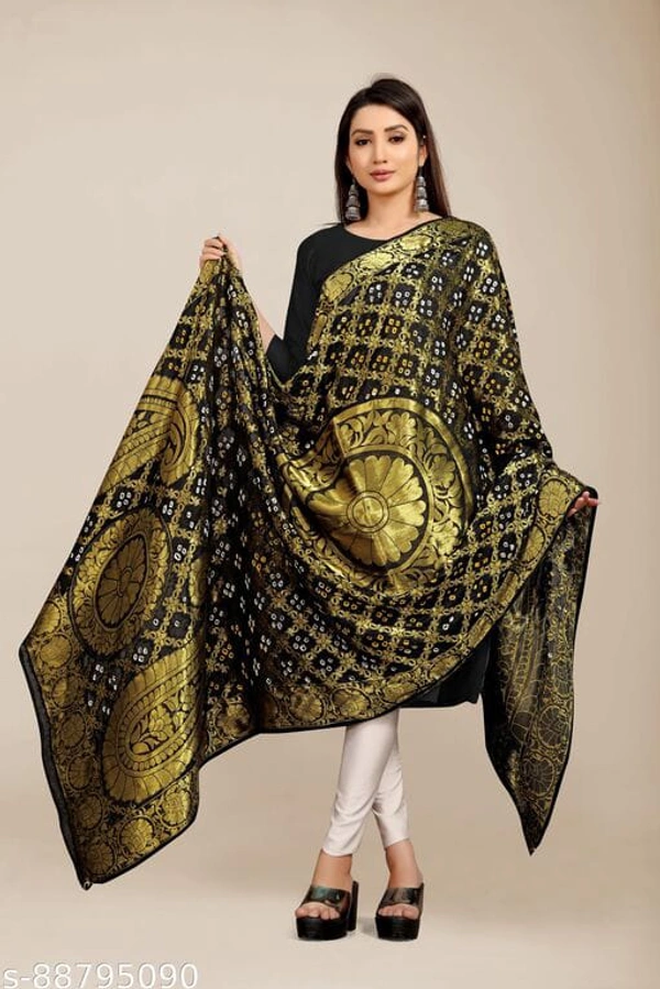 PK HUB PK MART Women's Art Silk Banarasi Bandhej Ghatchola Dupatta (2.5 - mtr) - FREE SIZE, Black