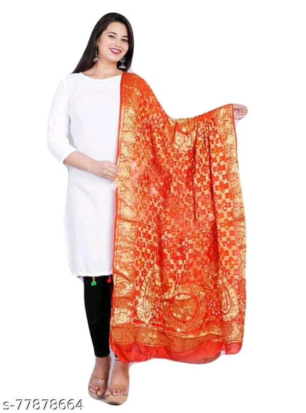 PK HUB PK MART Women's Art Silk Banarasi Bandhej Ghatchola Dupatta (2.5 - mtr) - FREE SIZE, Orange