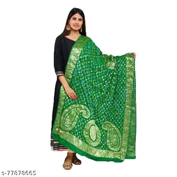 PK HUB PK MART Women's Art Silk Banarasi Bandhej Ghatchola Dupatta (2.5 - mtr) - FREE SIZE, Green