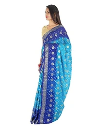 PK MART Women's art silk Zari butti Handmade Bandhej saree with zari weaving border fabric - Sky Blue