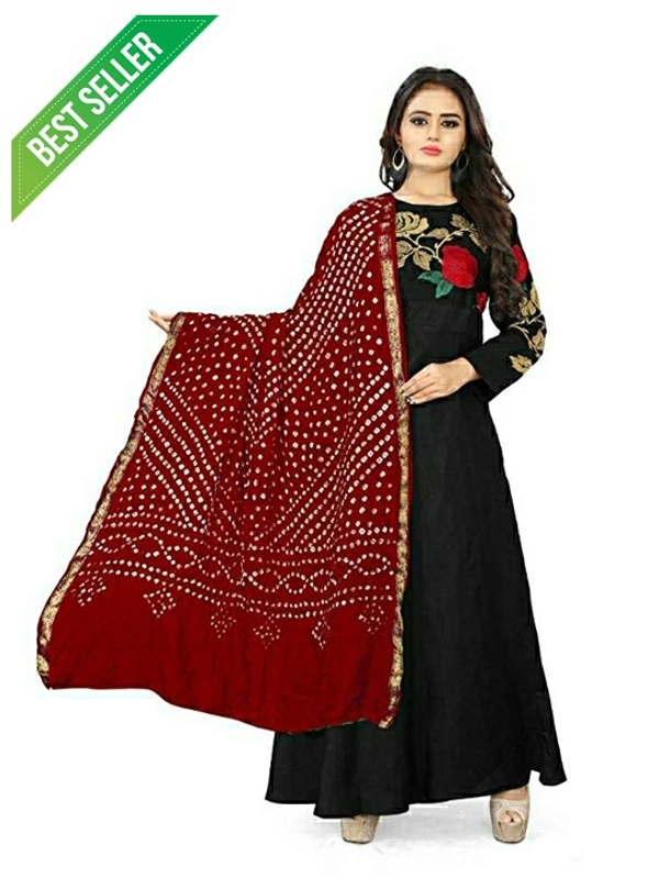 PK HUB PK MART women's BANDHANI SILK dupatta with BANDHEJ work  Shine colour panna"40" and length 2.40 meter - FREE SIZE, Maroon