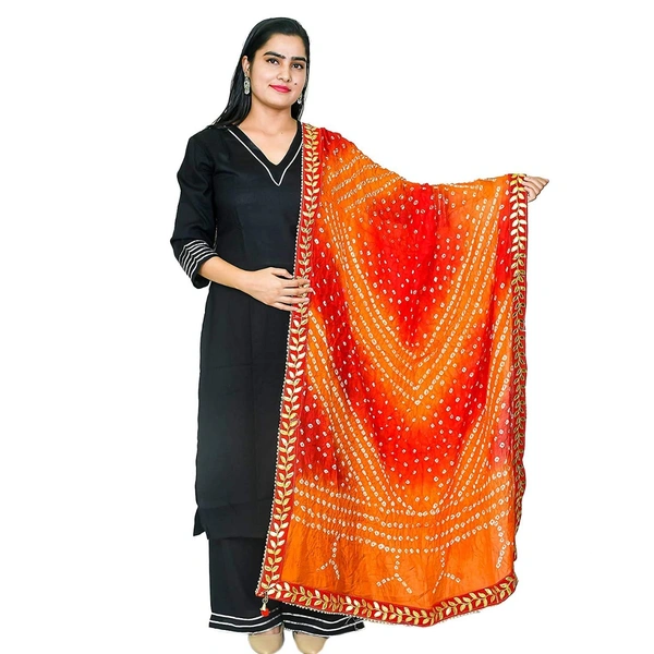 PK HUB PK MART  Women's Jaipuri Art Silk Bandhej Rajasthani Bandhani Dupatta with Velvat border - FREE SIZE, Multicolor