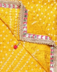 PK MART Women's Silk Jaipuri Rajasthani Bandhani Bandhej Heavy Dupatta with Gota Work and Latkan - Free Size, Yellow
