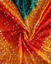 PK MART Women's Silk Jaipuri Rajasthani Bandhani Bandhej Giliter border Dupatta - Free Size, Multicolor