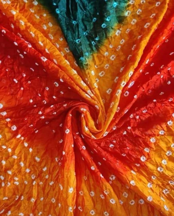 PK MART Women's Silk Jaipuri Rajasthani Bandhani Bandhej Giliter border Dupatta - Free Size, Multicolor