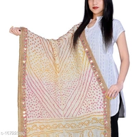 PK HUB PK MART® Women's Jaipuri Rajasthani Silk Bandhani Bandhej Multi-Colored Heavy Dupatta with Gota Work and latkan - FREE SIZE, White
