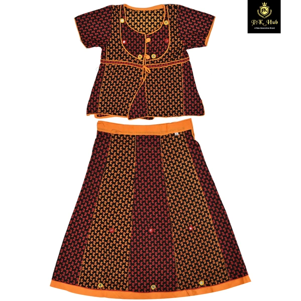 Readymade Lehnaga Choli Set For Kids Girls Fabric Pure Cotton Multi - 6M - 12M