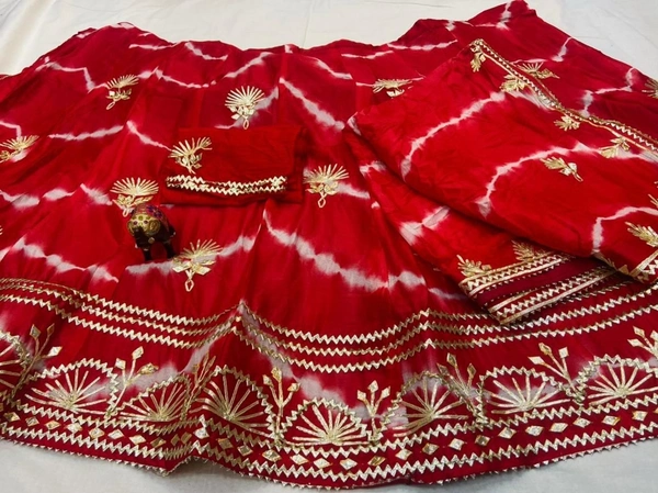 PK HUB New design launch lehriya concept Cotton linning aster attached with lehnga Embroidered lehenga choli for women   Heavy work lehenga for weddings Navratri lehenga choli diwali " - Free, Red