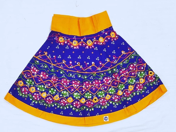 Traditional Navratri Garba Special Cotton Chaniya Choli With Embroidered Mirror Work With  Dupatta For Kids Girl's - 3Y - 4Y