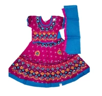 Traditional Navratri Garba Special Cotton Chaniya Choli With Embroidered Mirror Work With  Dupatta For Kids Girl's - 2Y - 3Y