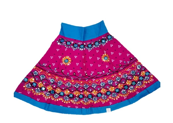 Traditional Navratri Garba Special Cotton Chaniya Choli With Embroidered Mirror Work With  Dupatta For Kids Girl's - 2Y - 3Y
