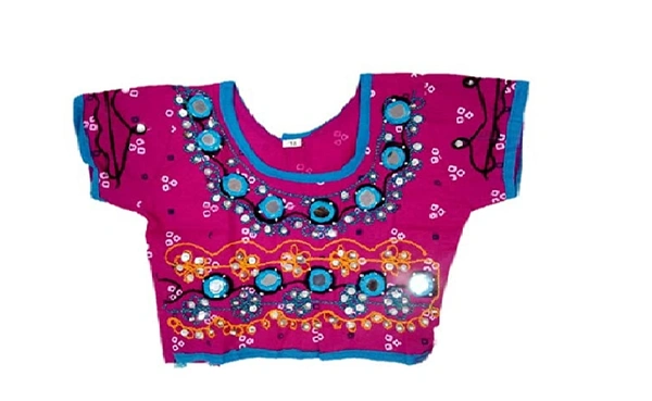 Traditional Navratri Garba Special Cotton Chaniya Choli With Embroidered Mirror Work With  Dupatta For Kids Girl's - 2Y - 3Y