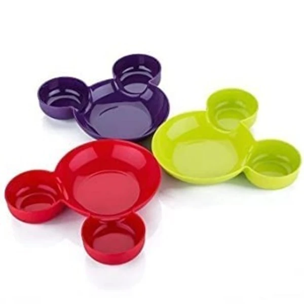 Unbreakable Mickey Shaped Kids Snacks Serving Plate (Set of 12, Multicolor)
