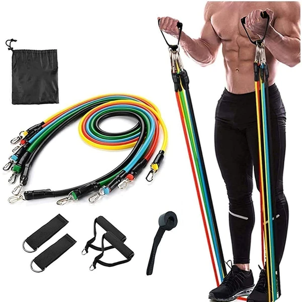 11 Piece Power Resistance Band Set for Workout Exercise Gym