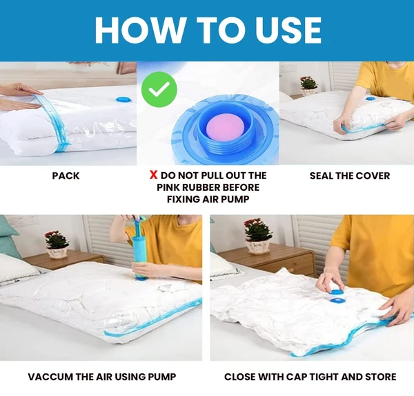 Vacuum Storage Ziplock Compression Sealer Bags for Travel clothes & home with hand Pump