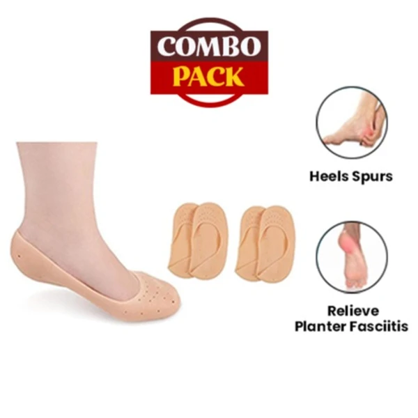 Anti Crack Silicone Gel Heel & Foot Protector Moisturizing Socks for Pain Relief (Full Length) - 1 Pair - Pack of 2