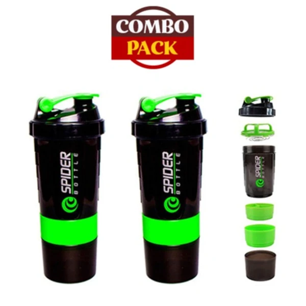 Gym Protein Shaker/Sipper Bottle For Men & Women with Storage Compartment (Multicolor) - Pack of 2