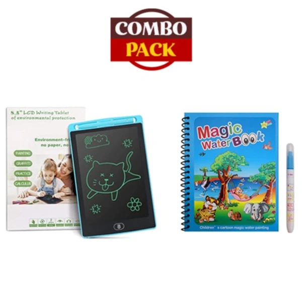 LCD Writing Pad/Tablet with Reusable Magic Water Book and Magic Pen for Kids