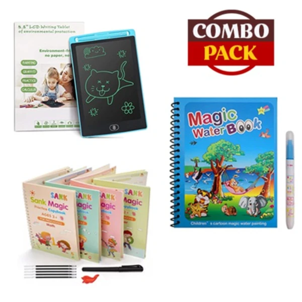 LCD Writing Pad/Tablet with Reusable Magic Water Book and Sank Magic Calligraphy Copybook Set for Kids