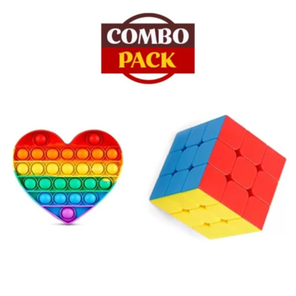 Pop It Fidget Toy with Magic Puzzle Rubik Cube for Kids