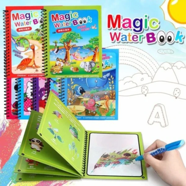 Reusable Magic Water Book with Magic Pen for Kids - Pack of 1