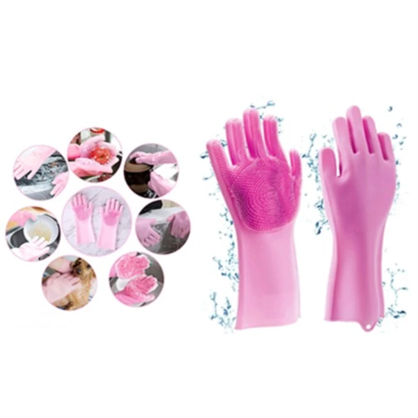 Silicone Cleaning Gloves with wash scrubber - Pack of 1