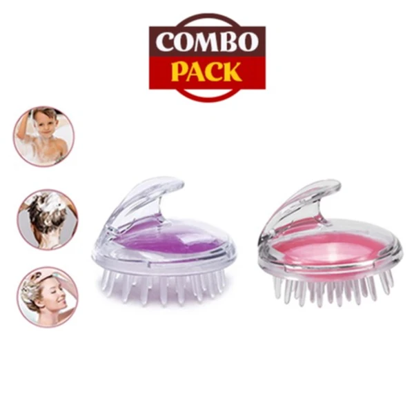 Silicone Hair Scalp Massager Shampoo Brush - Pack of 2