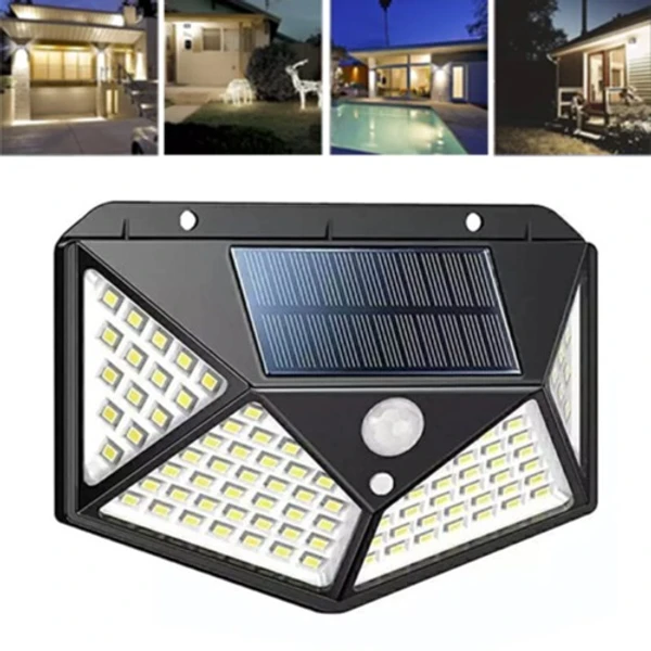 Solar Lights Outdoor - 100 LED Solar Security Light with Motion Sensor - Pack of 1