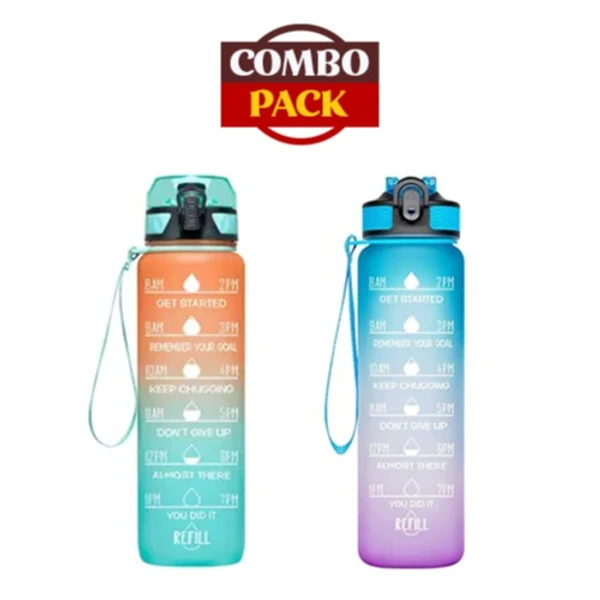 Unbreakable Motivational Water Bottle - Pack of 2