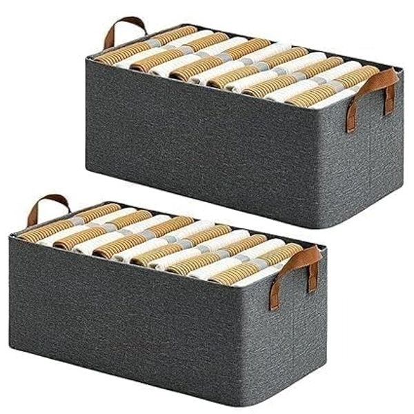  26-Liter Foldable Storage Box With Steel Frame | Large Wardrobe Organizer | Cloth Storage Bag For Sarees, Shirts, Blankets | Pack Of 1