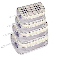 Cosmetic Wash Bag Makeup Pouch Bag Travel Transparent Toiletry Waterproof Zipper Wash Bag Household Grooming Kit Portable Organizer Case Carry Pouch. (4 pcs Bag Off