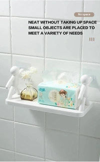 Shelf, Wall Mounted for Bathroom Rack self Adhesive for Storage Shelf Bathroom Organizer Without Drill Pack of 1 | Polypropylene, White (Pack of 1)