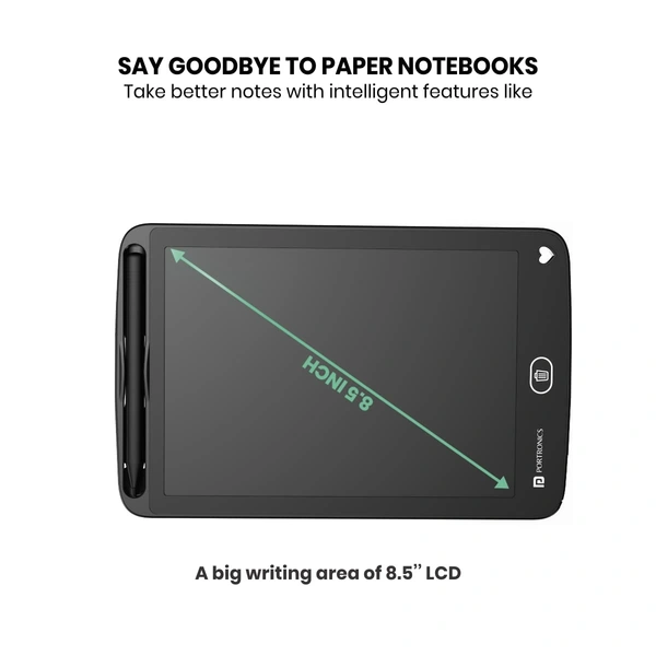  Ruffpad 8.5E Re-Writable LCD Writing Pad with Screen 21.5cm (8.5-inch) for Drawing, Playing, Handwriting Gifts for Kids & Adults, India's first notepad to save and share your child's first creatives via Ruffpad app on your Smartphone(Black)