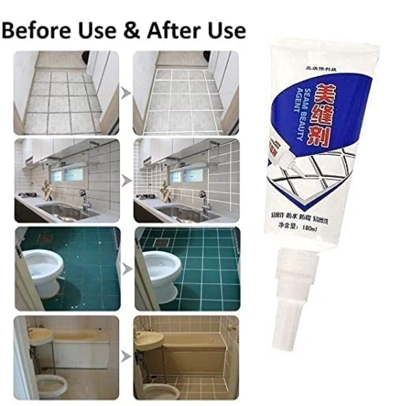 Tiles Gap Filler Waterproof Crack Grout Gap Filler Agent Water Resistant Silicone Sealant for DIY Home Sink Gaps/Grouts Repair Filler Tube Paste for Kitchen, Bathroom (180 ML Tube)