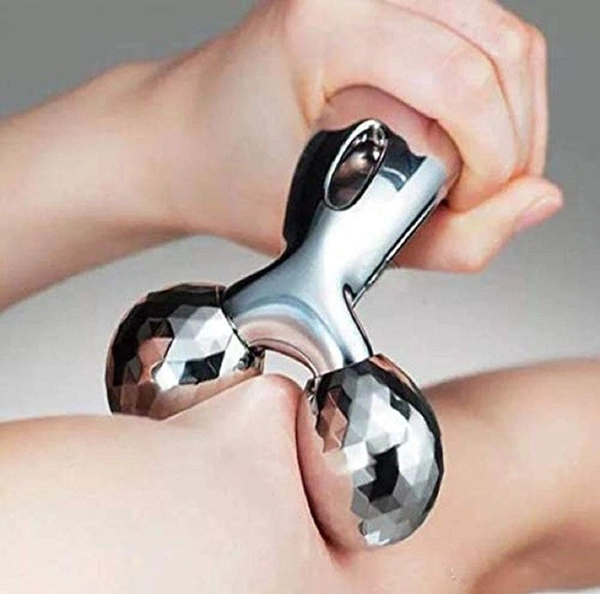  3D Manual Roller for Face 3d Massager Roller 360 Rotate Silver Thin Face Full Body Shape Lifting Wrinkle Remover Facial Massage Relaxation Tool 2 Wheel Shaping Skin,Face Neck Healing