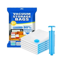 Space Saver (Pack of 5) Reusable Vacuum Storage Ziplock Compression Sealer Bags for Travel clothes & home with hand Pump 2 Small (40x 60 cm), 2 Medium (50x70cm), 1 Large (60x80 cm, plastic)
