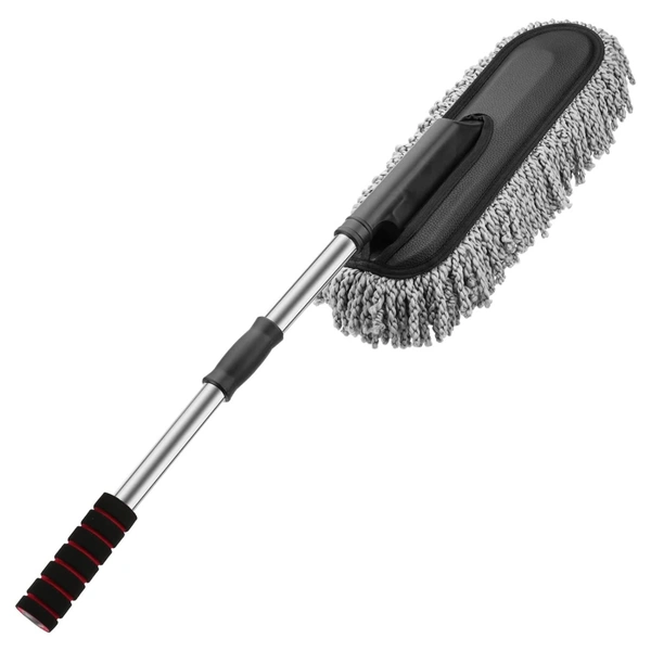 Ultra Soft Microfiber Car Cleaning Duster with Exatndable Handle Car Brush for Exterior Dust Remover Car Window Cleaning Dusting Brushes Car Accessories Tools (Grey)