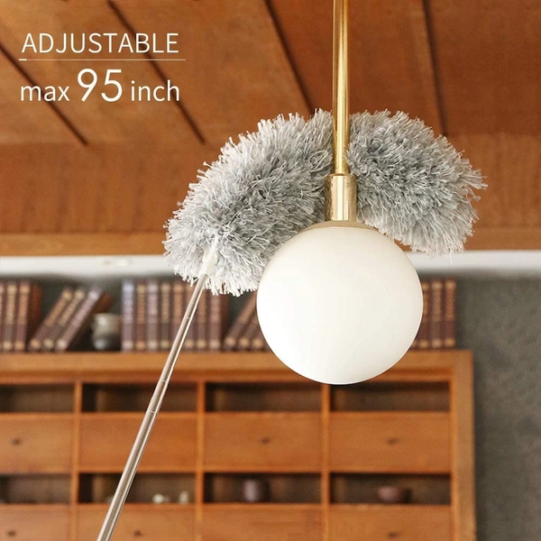 Microfiber Feather Duster Bendable & Extendable Fan Cleaning Duster with 100 inches Expandable Pole Handle Washable Duster for High Ceiling Fans,Window Blinds, Furniture 
