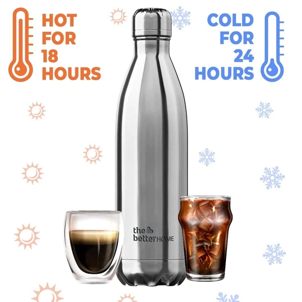1000 mlThermosteel Bottle | Doubled Wall 304 Stainless Steel | Stays Hot for 18 Hrs & Cold for 24 Hrs 